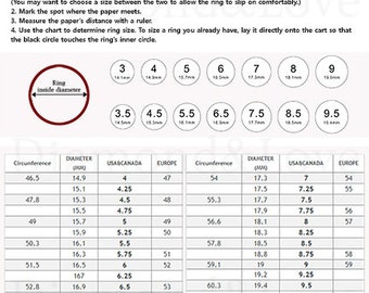 ring size chart etsy