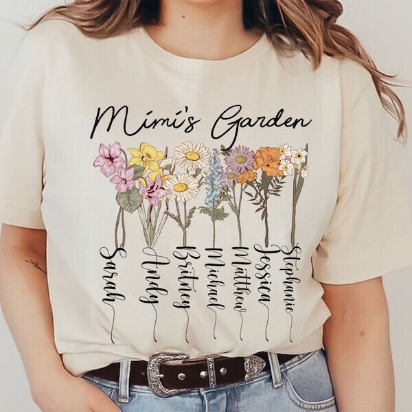 Mimi Shirt, Mimi's Garden T-Shirt, Birth Flower Shirt, Mimi Flower Shirt, Mother's Day, Mother's Day Gift, Gift for Mimi, Gift from Grandkid