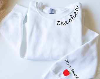 Personalized Teacher Shirt, Teacher Appreciation Gift, Gift for Teacher, Custom Teacher sweatshirt, Teacher Apple Shirt, Teacher Name Shirt