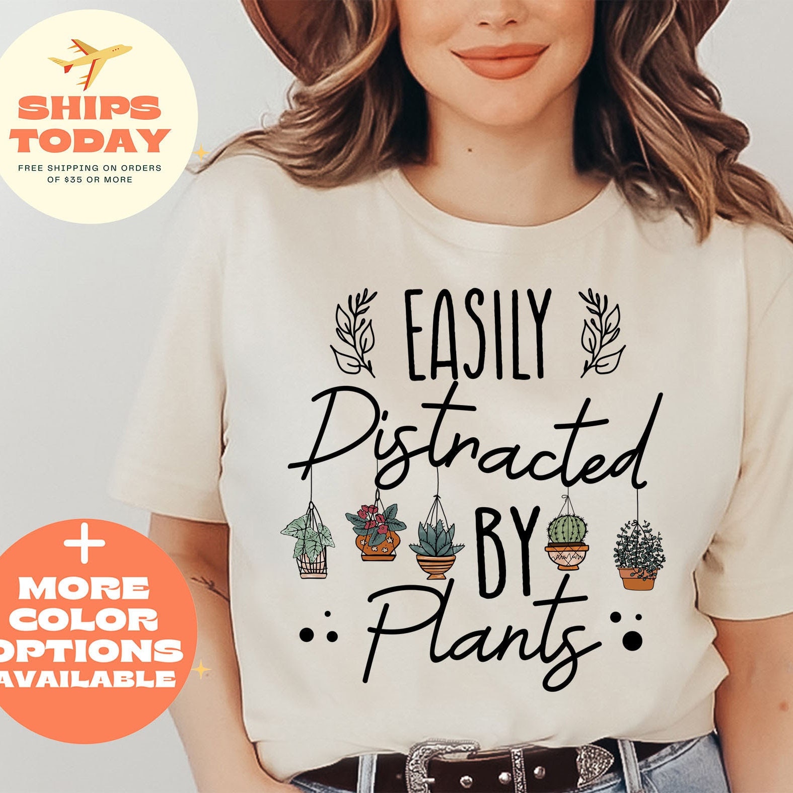 Easily Distracted by Plants Shirt, Funny Plant Lady Shirt, Gardening Shirt,  Cute Gardening Shirt, Funny Plant Shirt, Funny Graphic Shirt 