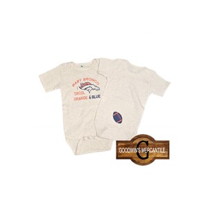DROOL ORANGE BLUE 2-Sided Easy Snap Bodysuit-Perfect Fun Gift-Gender Neutral-Baby Shower-Mom To Be-Football-Bronco-Denver-Labor Day