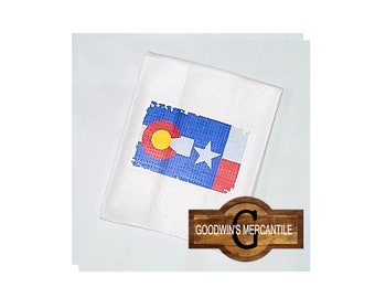 TEXAS COLORADO Blended FLAG Tea Towel-Printed-Gift-Friend-Relatives-Neighbors-Host-Anniversary-Chef-Birthday-Family-Fun-Vacation-Spring Gift