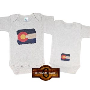COLORADO FLAG 2-sided BODYSUIT-Perfect Fun Gift-Mom To Be-Shower Gift-Gender Neutral-Tourist-Native-Mountain-Souvineer-Birthday-Halloween