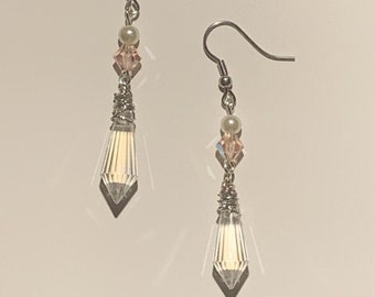 clear dainty crystal point earrings
