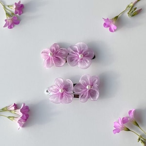 purple cherry blossom hair clips