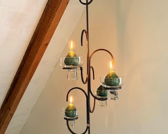 Candelabro danese vintage a sospensione Lumeda Danimarca Portacandele in ferro battuto Decorazione da soffitto moderna scandinava