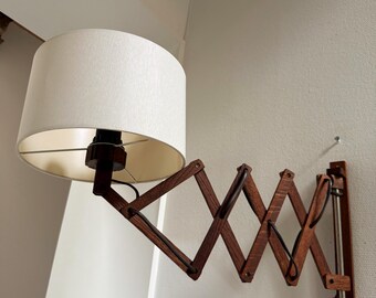 Lampada da parete vintage a forma di forbici in legno, a fisarmonica, in stile scandinavo, con spina.