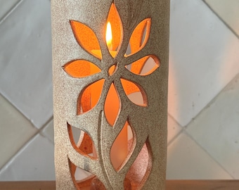 Large Vintage Vallauris Ceramic Candle Holder Handcrafted French Studio Pottery Mid-Century Sculptural Lantern