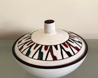 Vintage Studio Pottery Lidded Bowl De Groene Kan Ceramic Trinket Box Dutch Art Pottery Mid Century Modern Decor