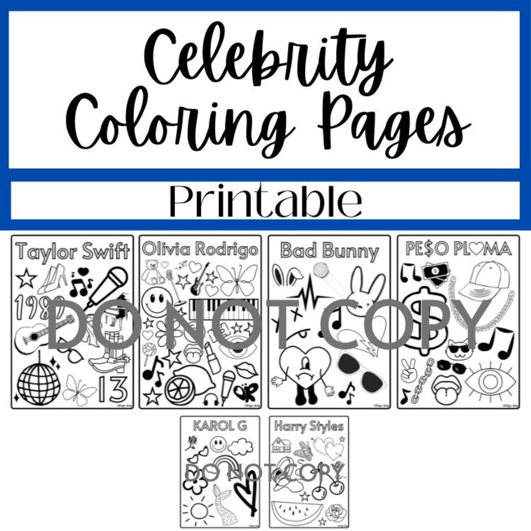 Celebrity Coloring Pages Taylor Swift Olivia Rodrigo Peso Pluma Bad