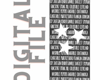 Tennessee Cities and Flag Bookmark Digital Design for Glowforge, SVG