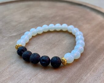 Opalite Bracelet, Opal Lava Stone Diffuser Bracelet, Essential Oil Diffuser Bracelet