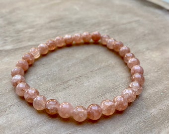 Sunstone Gemstone Beaded Bracelet, Natural Sunstone Stone, Dainty Crystal Bracelet, Metaphysical Crystals, Crystal Bracelet for Her