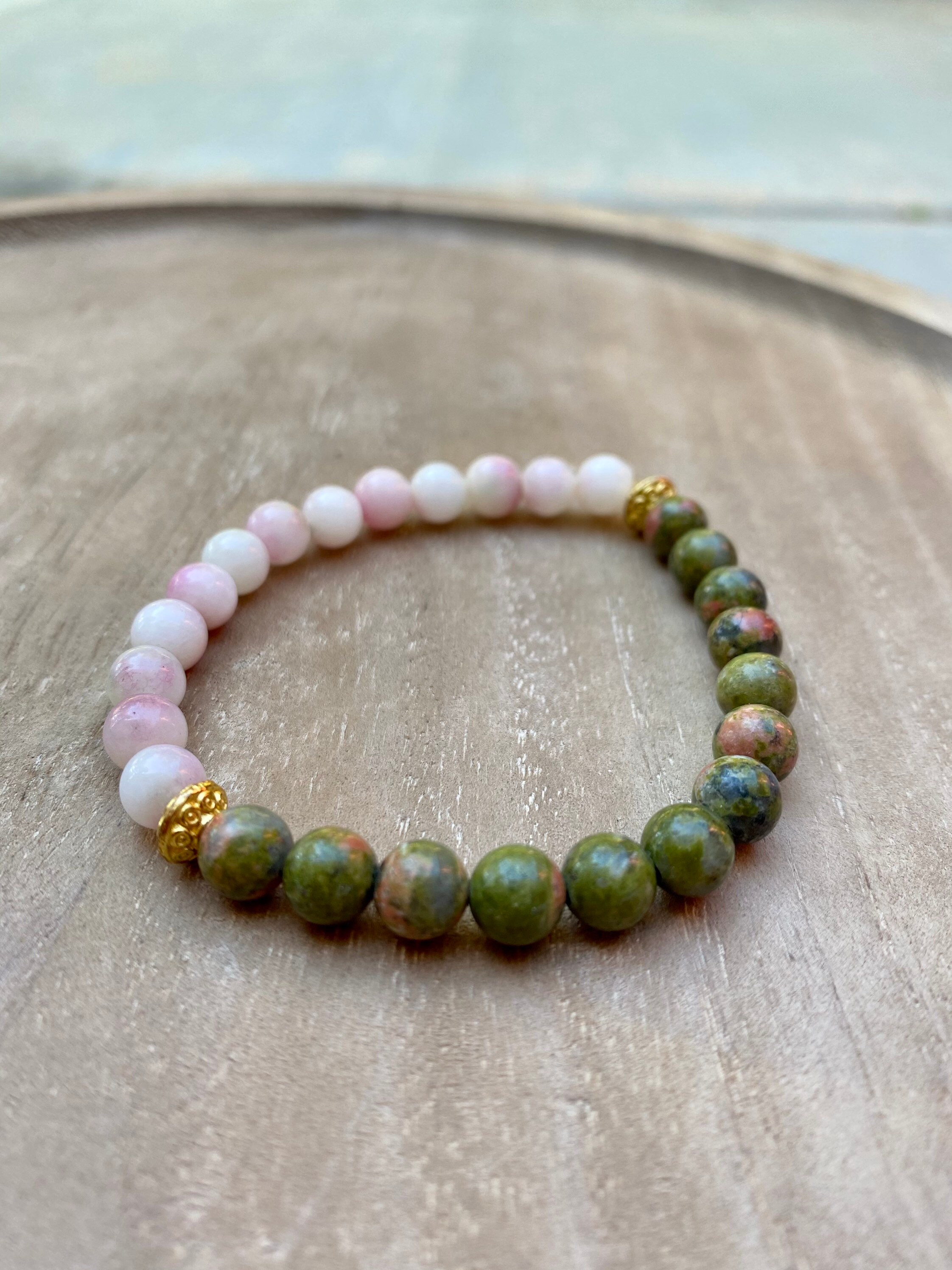 Unakite Jasper Stretch Bracelet: Krishna Culture