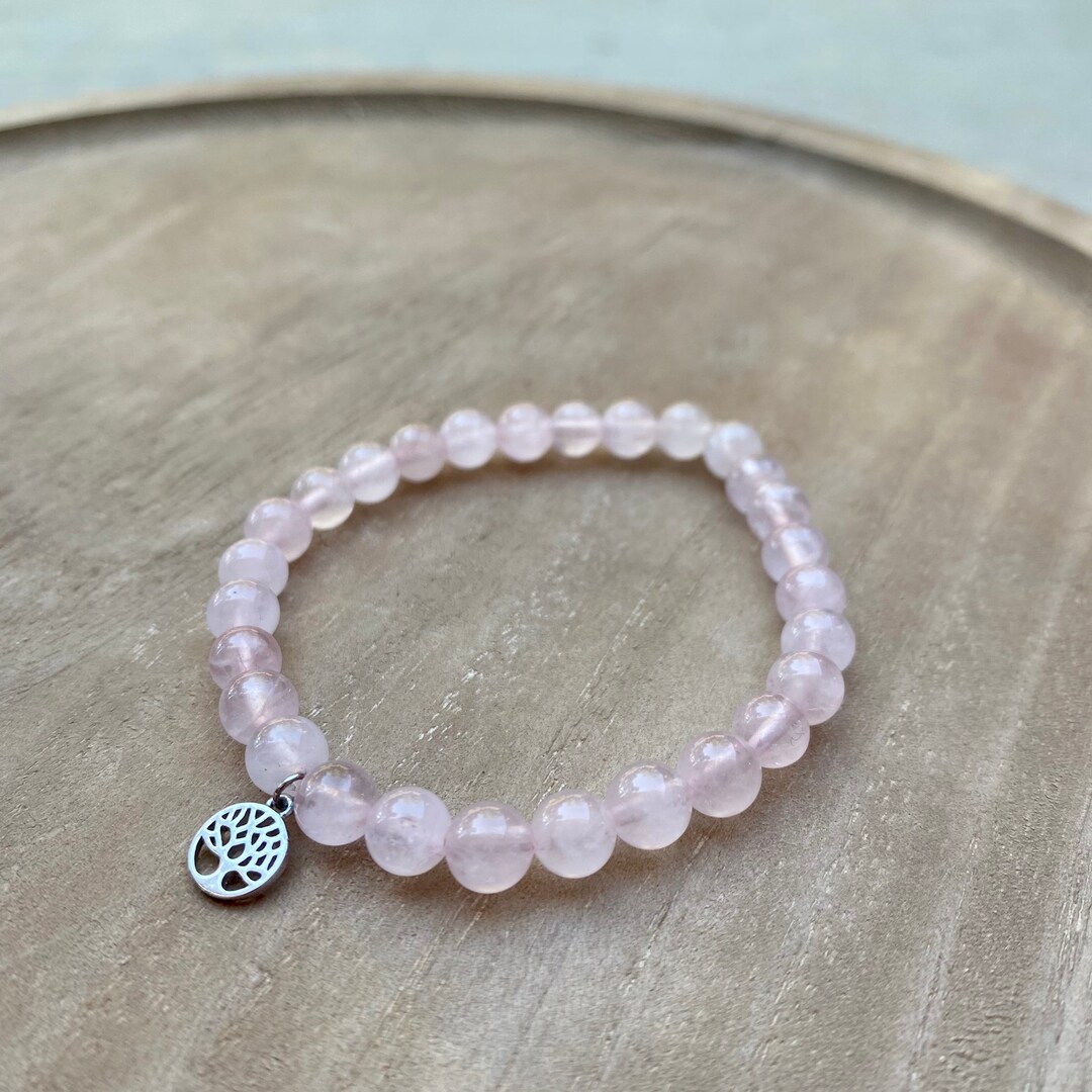 Rose Quartz With Tree of Life Charm Rose Quartz Beaded - Etsy UK