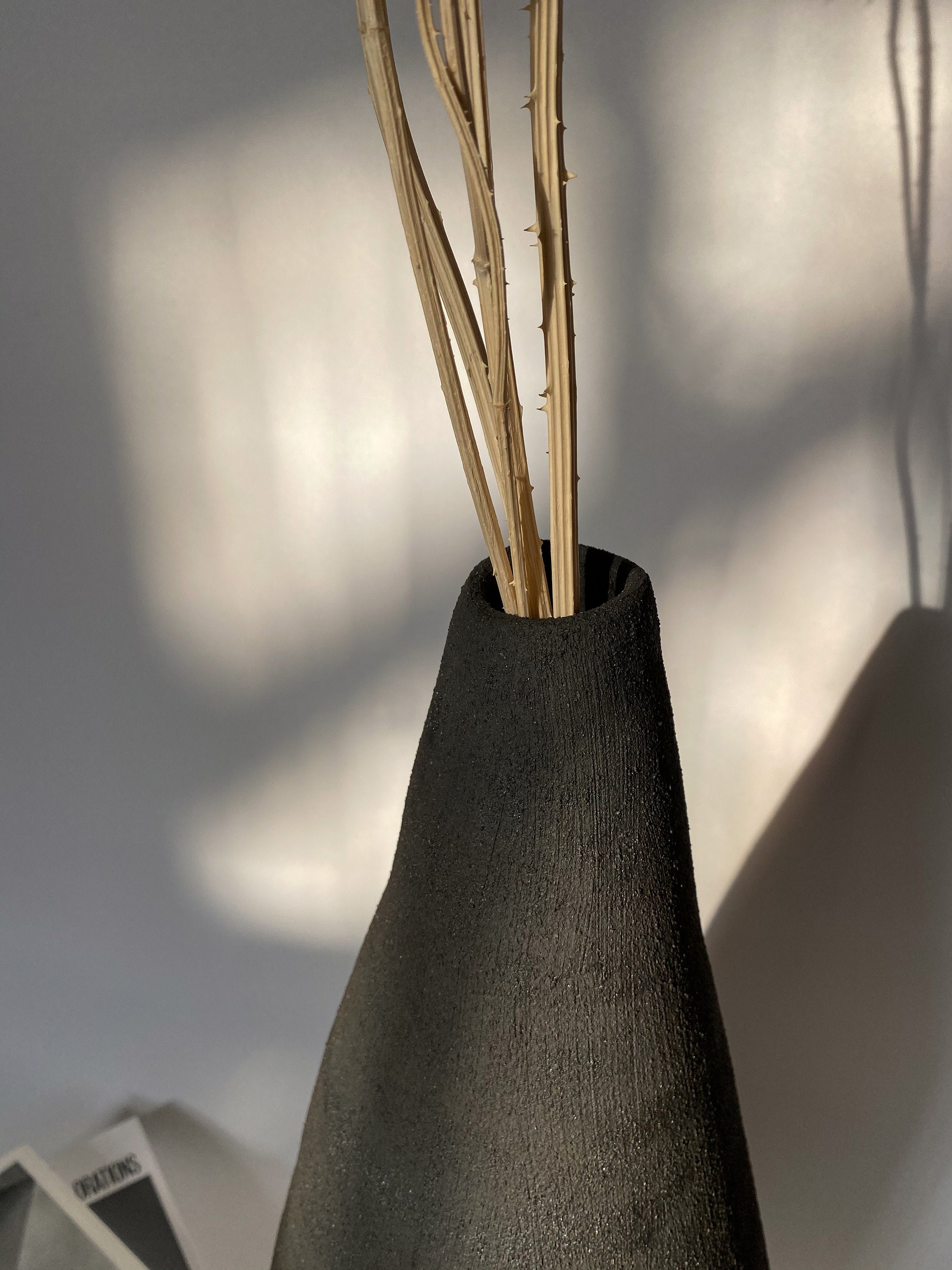 Tall ceramic vase black ceramic vase Etsy