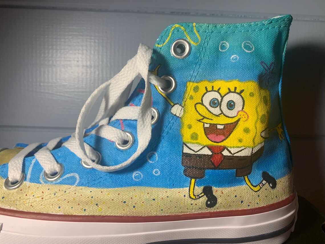 Niños Custom Bob Esponja High Top Zapatos Personalizados Etsy