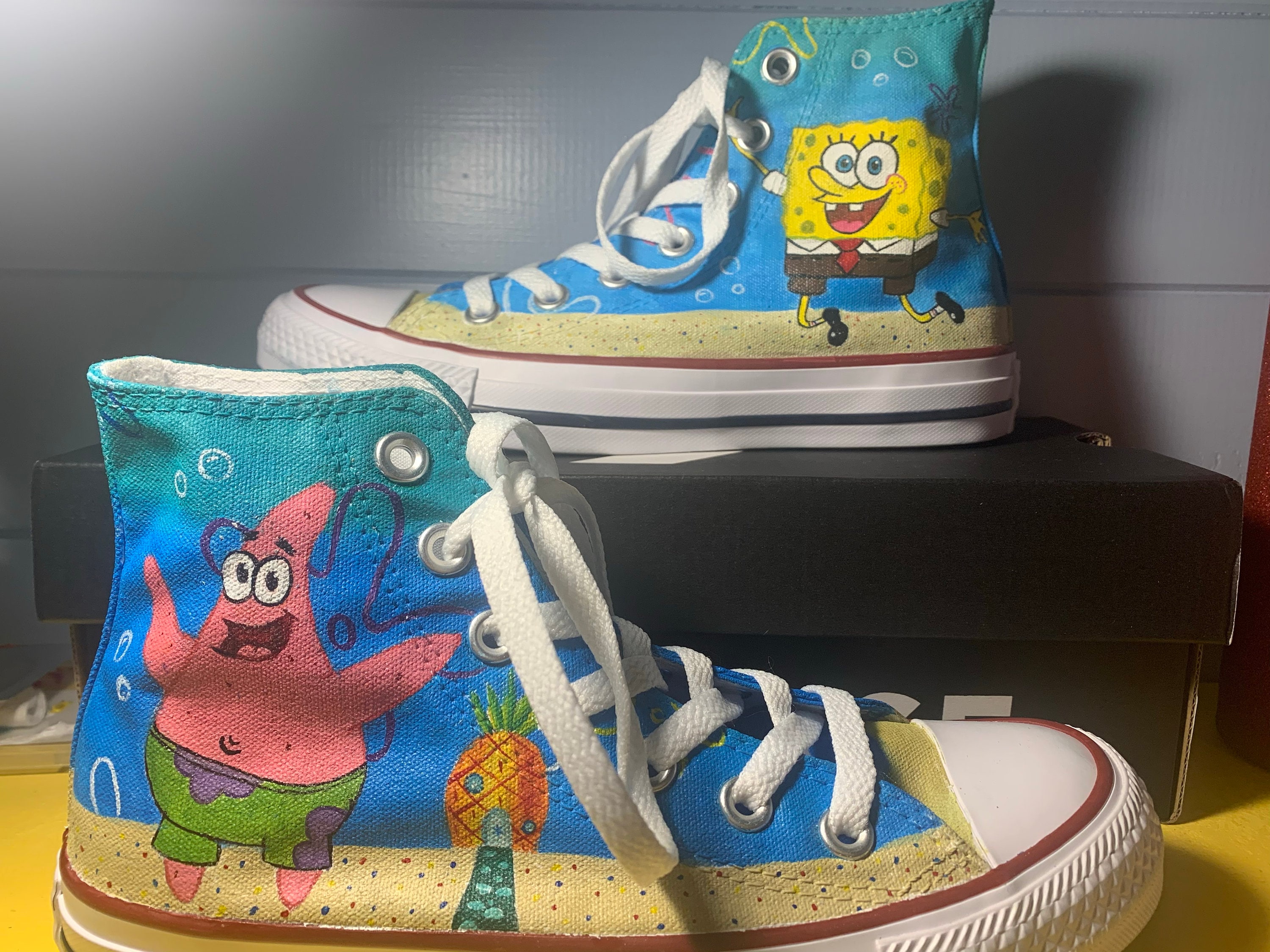 Niños Custom Bob Esponja High Top Zapatos Personalizados Etsy