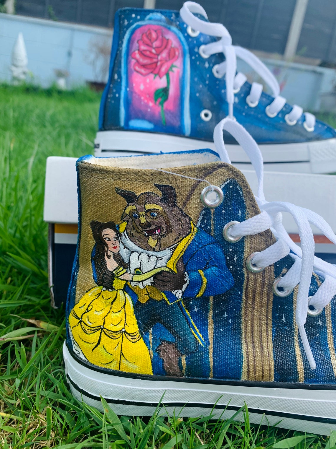 Beauty and the Beast High top detailed custom shoes Converse Etsy