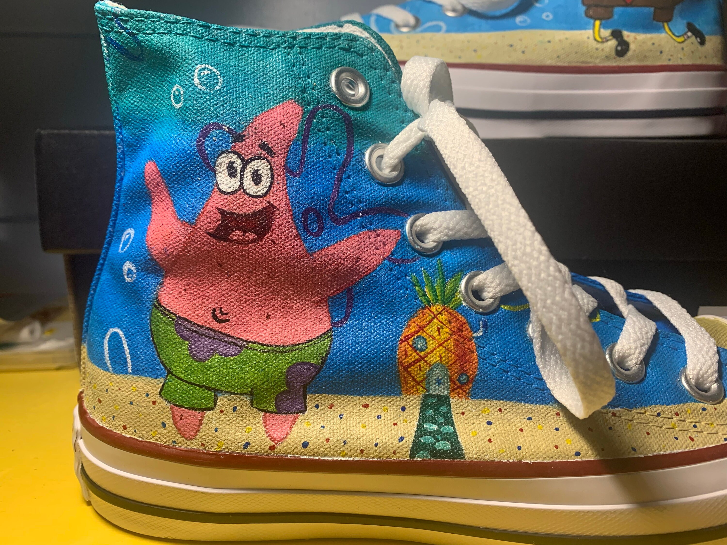 Niños Custom Bob Esponja High Top Zapatos Personalizados Etsy