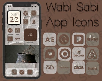 IOS14 Natural texture App Icons, Neutral Aesthetic, Icons Bundle, IOS15 App Covers, IOS Themes, Icons iPhone Beige Neutral Wabi Sabi