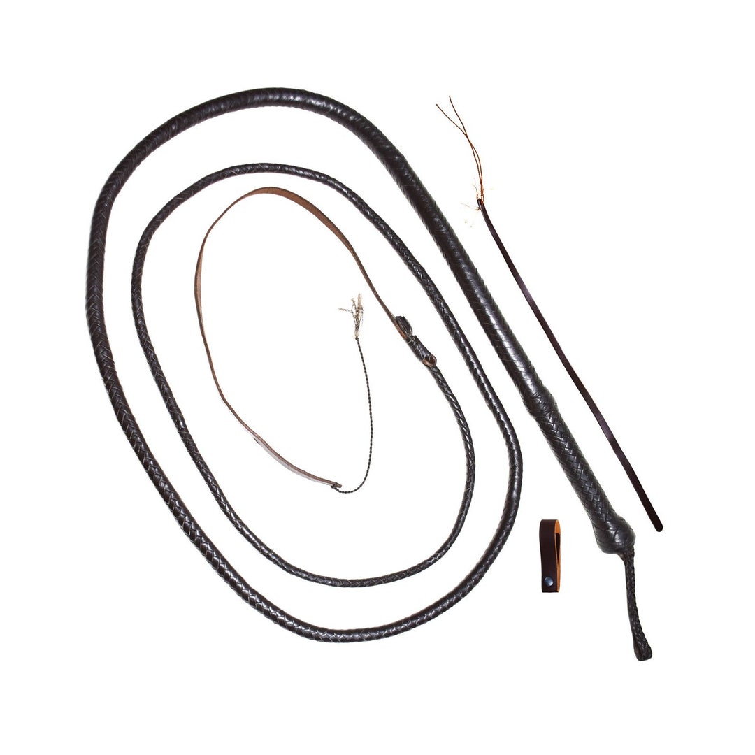 ERINGOGO Indiana Jones Stil Leder Bullenpeitsche 6 Flechten Reitpeitsche Rindslederpeitsche