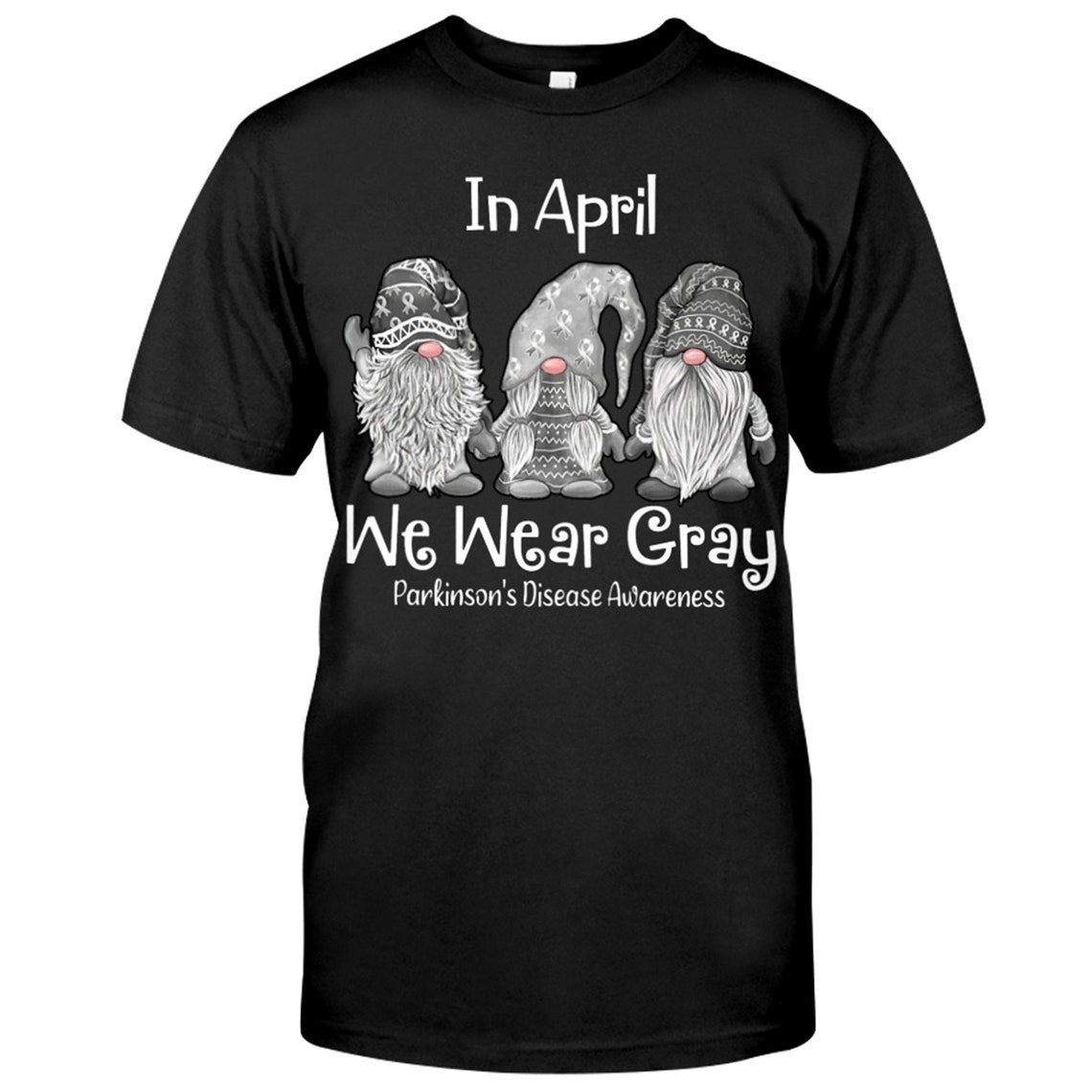 Gnome In April We Wear Gray For Parkinson Awareness Shirt | Etsy