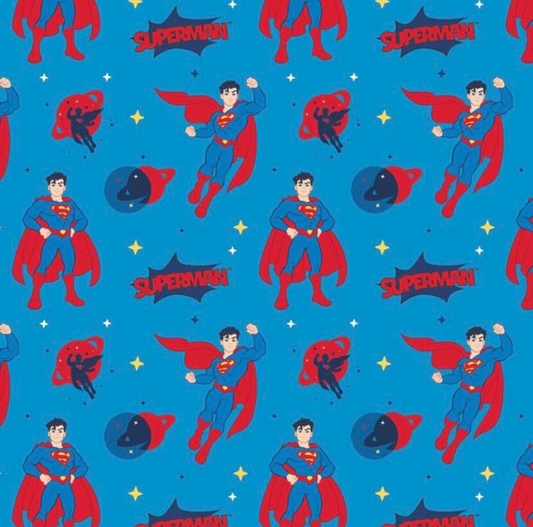 Dc Jr. Rules DC Comics Young DC JR Superman Aqua Blue Cotton Fabric 1/2 Yard - Etsy