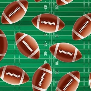 Footballs On Grid Iron Cotton fabric - FQ Precut
