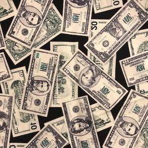 US Dollar Bills Fabric 1/2 Yard