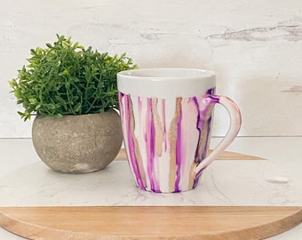 On sale Alcohol ink Coffee mug 12 oz. purple, pink and gold mug,  gift for mom
