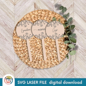 Estaca de planta SVG para o Dia das Mães, arquivo cortado a laser para Glowforge, presente para a vovó Nana Gigi, decoração de plantas para casa, presente para a mãe