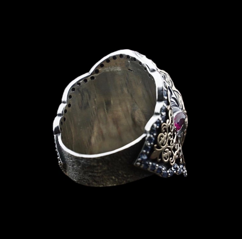 Man Ring 925 Sterling Silver Ring with Blue Parabia Tourmaline Handmade Silver Ring,Vintage Style Jewelry Gift for Him