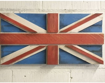 Union Jack Wall Plaque GB Flag Theme Handmade Reclaimed Pallet Sign Hand Painted 