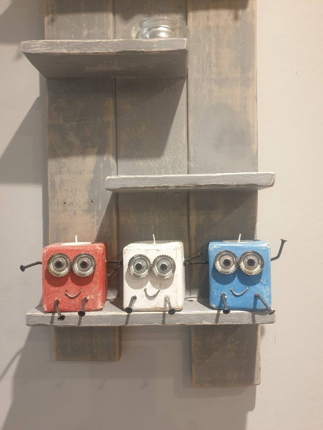 Red White and Blue Happy Chappy Rustic and Distressed Tea - Etsy