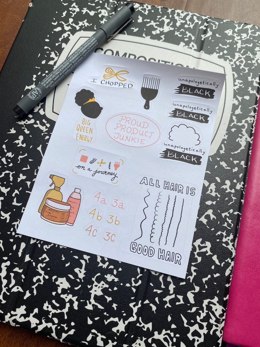 16 Natural Hair Stickers, Curly Hair Stickers, Black Women, Afro Hair ...