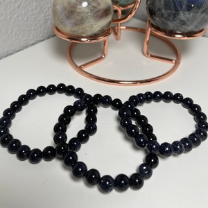 8MM Blue Sandstone Crystal Bead Bracelet