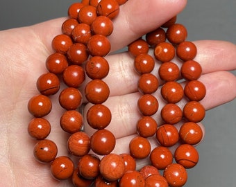 8MM Red Jasper Crystal Bead Bracelet