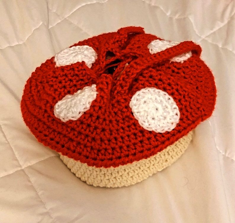 Crochet Mushroom Drawstring Crossbody Bag Etsy