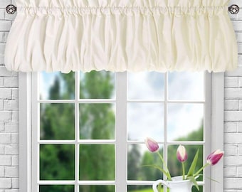 CREAM 288 W X 17 L ( Off White) Farmhouse  Lined Cotton Valance
