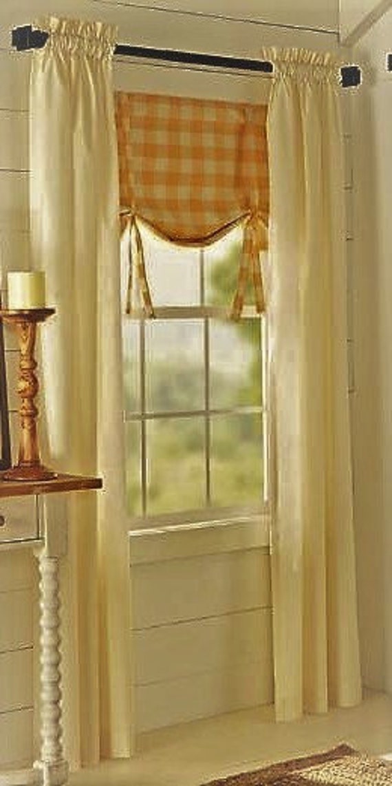 Farmhouse White 100% Cotton Muslin Valance Lined Curtains