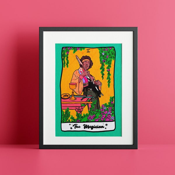 JIMI HENDRIX Art | Tarot Wall Art | The Magician Tarot Card Art Print | Wall Art | Hendrix | Woodstock
