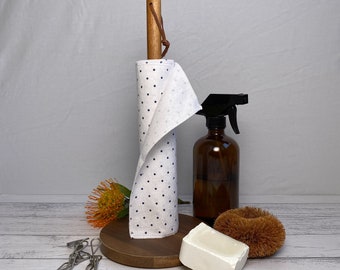 Reusable Unpaper Towels (white&dots), Eco Friendly Zero Waste Paper Towel Alternative