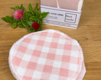Reusable Make Up Remover Pads (pink gingham), Zero Waste Reusable Bamboo Cotton Rounds