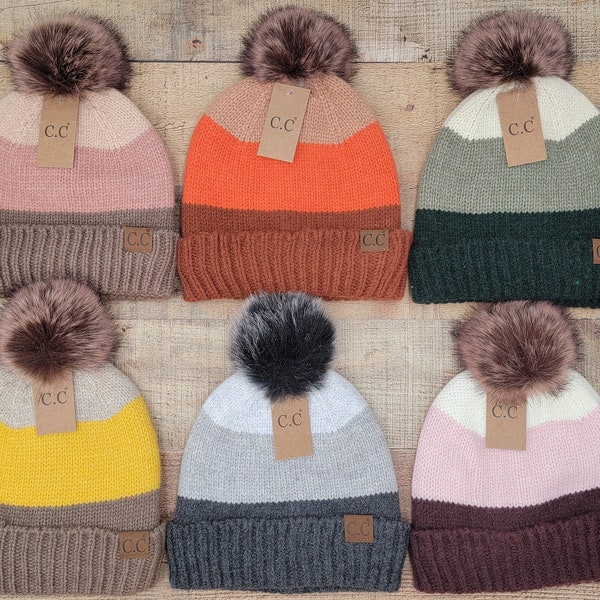 C.C Beanie, Fleece Lined, Beanie with Cuff, Warm Hats, Soft & Cozy hat, Women Winter Hat, Multi Pretty Color Hat, Cute Hat