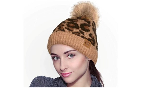 C.C Leopard Print Pom Beanie - Winter Hat - Etsy display picture 1