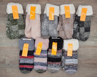 Sherpa Lined Wool Mittens: Fuzzy Fleece Cuffs, Winter Gloves