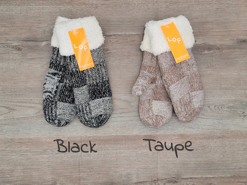 Women Mittens Gloves, Fleece Cuffs Lined Inside, Winter Accessories