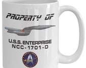 Star Trek Coffee Mug The Next Generation Property of NCC-1701D Captain Picard USS Enterprise Cup TNG Federation Cup