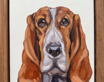 Basset Hound Portrait- Oil Painting 9x12